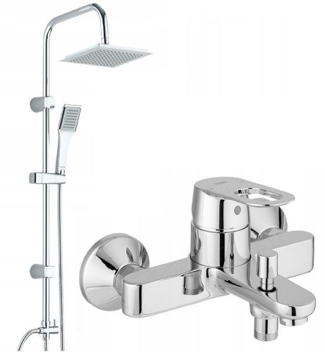 Grohe BAULOOP single-lever wall-mounted bathtub faucet, chrome + Kuchinox Hiro exposed shower set