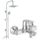 Grohe BAULOOP single-lever wall-mounted bathtub faucet, chrome + Kuchinox Hiro exposed shower set