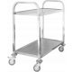 Waiter's trolley, 2 levels, stainless steel, square profile handle, 750x400x835 mm | TECHNICA, Silver Line