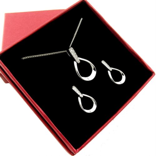  Silver Jewelry Set 925 Earrings and Necklace