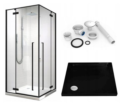 Atea series shower cubicle with hinged doors 90 x 90 cm + Coda series square shower tray 90 x 90 cm