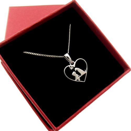  Necklace Silver 925 Heart Girl and Dog