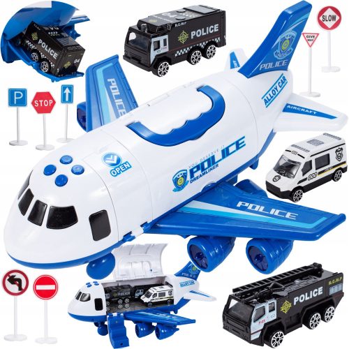  MalPlay 108155 Interactive Airplane Set with Police Vehicles and Traffic Signs