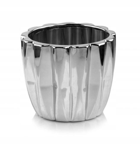  Polnix flowerpot 14 cm x 14 x 12.5 cm diameter 14 cm ceramic in the colors grey and silver