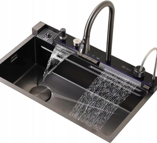 Brenor single bowl sink, black steel