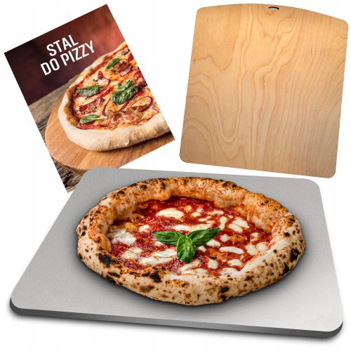 BALU pizza tray 35 x 40 cm + BALU pizza shovel made of wood brown 38x35 cm