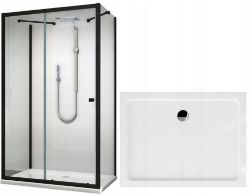 ETRA series shower cubicle with sliding doors 100 x 80 cm + Coda series rectangular shower tray 100 x 80 cm