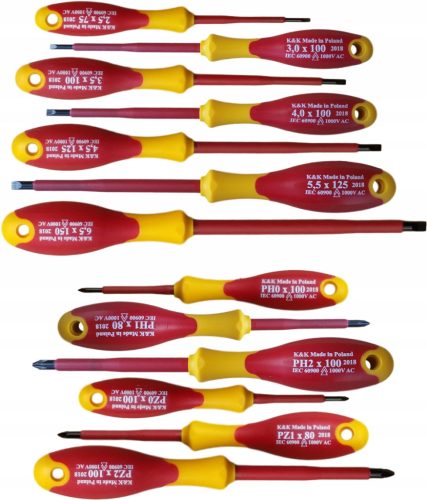 INSULATED SCREWDRIVERS VDE 1000V SET OF 13