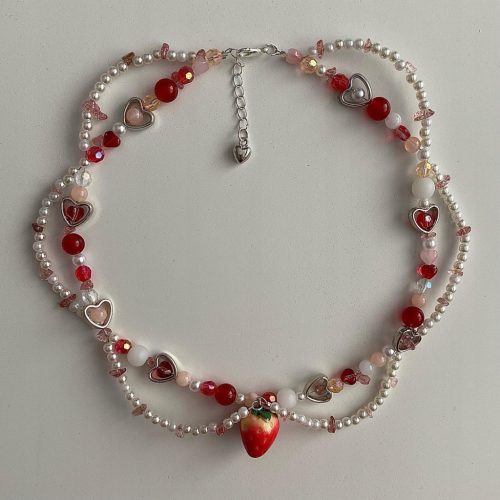  strawberry necklace Pearls Beaded Y2K Necklace