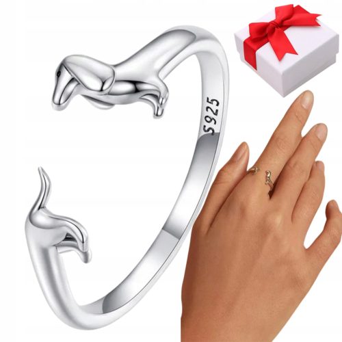  Silver ring DOG adjustable s925 + box