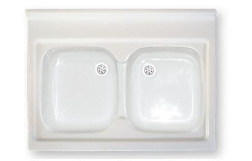 Polimat two-bowl sink acrylic-polypropylene white