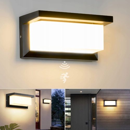  Black garden wall light with integrated 18 W LED source