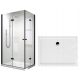 Reto series shower cubicle, hinged doors, foldable, hinged 100 x 80 cm + Coda series rectangular shower tray 100 x 80 cm