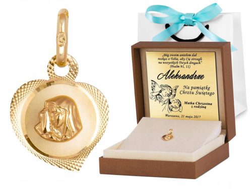  GOLD MEDAL 333 MOTHER OF GOD HEART ENGRAVING GIFT