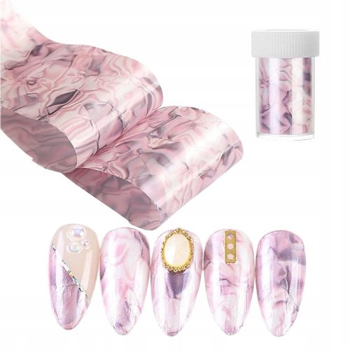  TRANSFER FOIL FOR DECORATION OF NAILS HYBRID PINK SHELL MARBLE