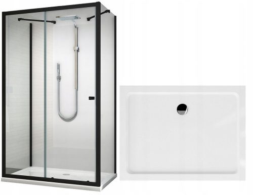 ETRA series shower cubicle with sliding doors 120 x 90 cm + Coda series rectangular shower tray 120 x 90 cm