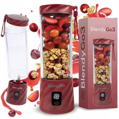  BlendyGo Bechermixer Smoothie-Mixer Mini-Bechermixer 3 250 W Burgund