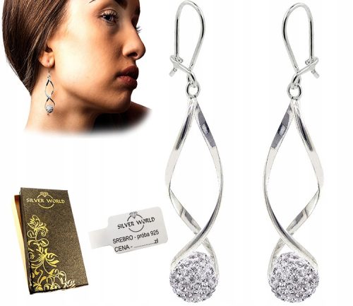  925 SILVER EARRINGS HANGING BALLS with ZIRCONS