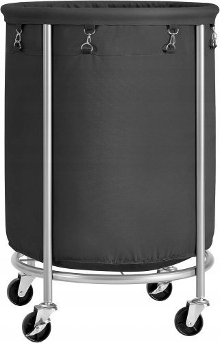 Songmics freestanding laundry basket 170l, black, grey and silver tones