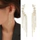  Gold Earrings Bling Threads Long Crystal Hanging