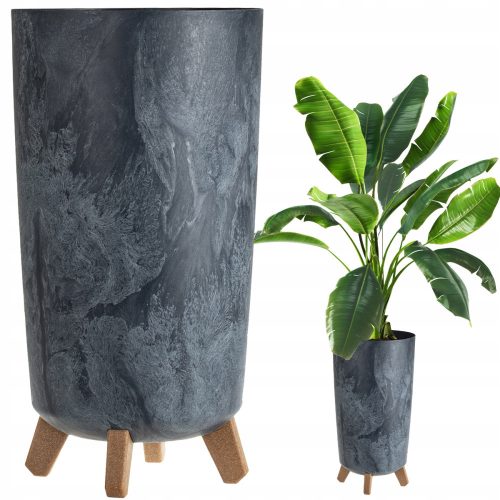  Prosperplast flowerpot, 23.9 cm x 23.9 x 44.5 cm, diameter 23.9 cm, plastic in grey and silver tones