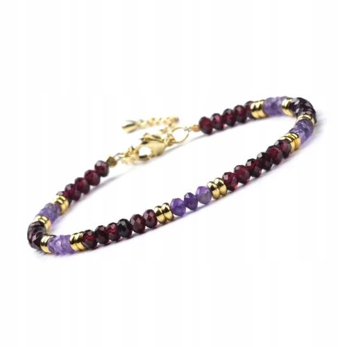  Bracelet Stone Amethyst Garnet 3x4mm