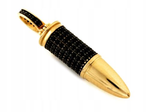  Pendant gold bullet bullet with black zircons