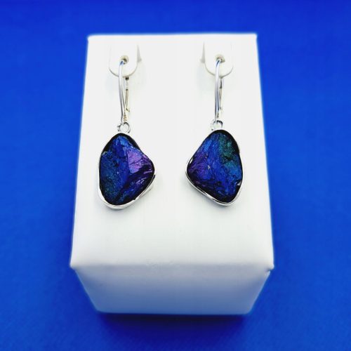  Silver earrings with natural stone - Chalcopyrite