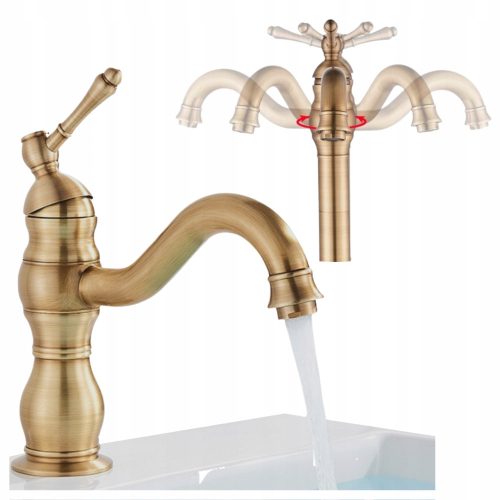 Ari Retro Gold pedestal washbasin faucet