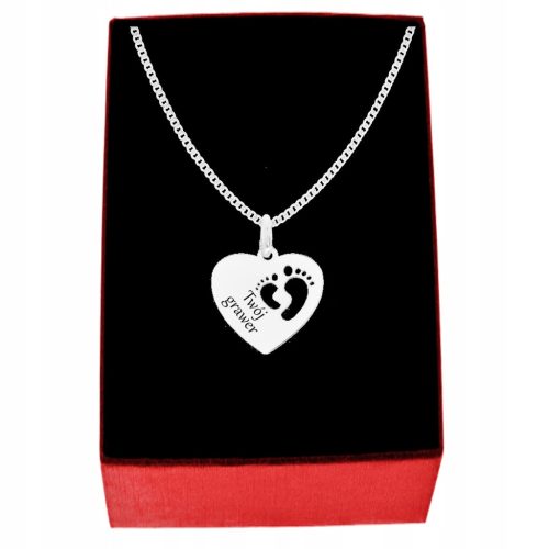  SILVER NECKLACE FEET HEART ENGRAVING SILVER 925