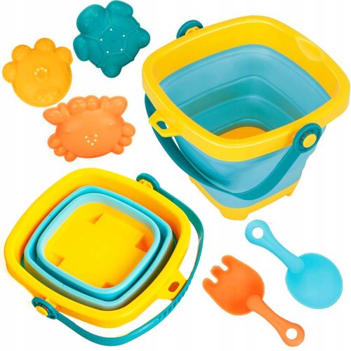 FOLDABLE SILICONE BUCKET TOY SAND TRAY SET