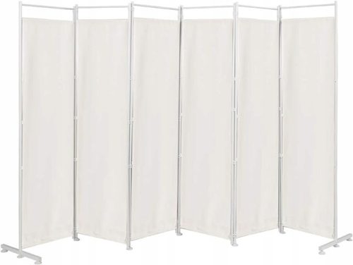 Paravent 6-fold partition with metal frame beige