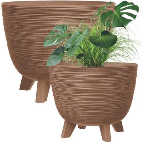  DTU24 flowerpot 29 cm x 29 x 24 cm, diameter 29 cm, plastic in brown and beige tones