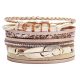  Beige leather bracelet with straps and feather
