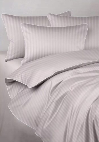  Linge de lit damassé rose argenté avec passepoil blanc 220x200 MARO HOME