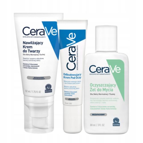 CeraVe Skincare Set: Eye Repair Cream, Moisturizing Facial Cream & Cleansing Gel