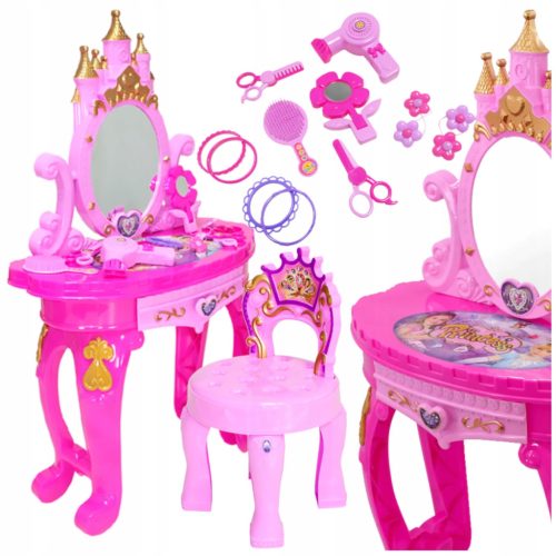  DRESSING TABLE FOR GIRL GOLDEN CASTLE + THRONE LARGE MIRROR + ACCESSORIES