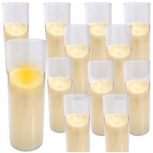  12 x candle insert for battery-operated LED candle with tubular flame effect, 12.5 cm