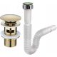 Extendable washbasin siphon + click-clack plug with golden overflow