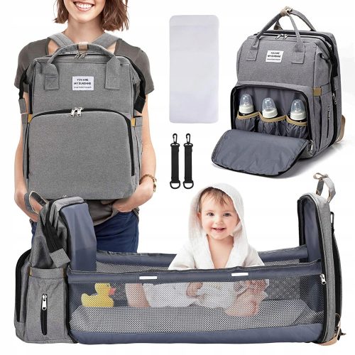  Travel cot, foldable backpack, bed bag, playpen, USB organizer, 5-in-1