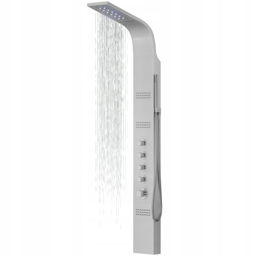 Corsan cascade shower panel with hydromassage, silver thermostat