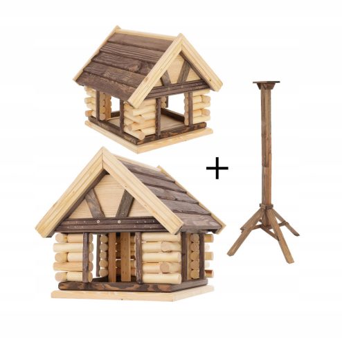 Boxes (houses) and birdhouses Mazur wooden birdhouse 35x32x37 cm + wooden stand for birdhouse S1P