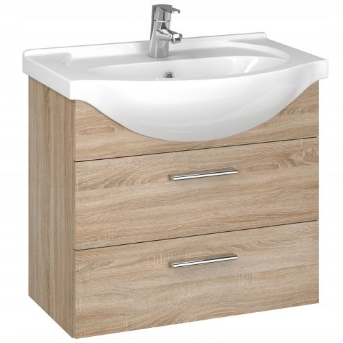 HANGING BATHROOM CABINET WITH SINK SONOMA OAK SET 60 cm