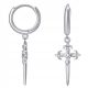  925 GOTHIC CROSS HANGING SILVER EARRINGS