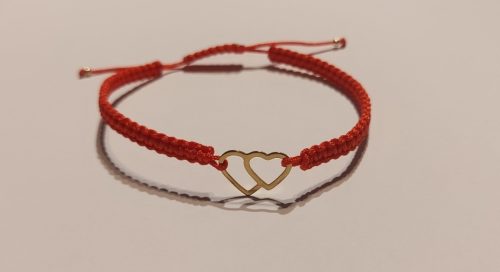  BRACELET TWO HEARTS GOLDEN HAPPINESS FRIENDSHIP CELEBRITY RED THREAD