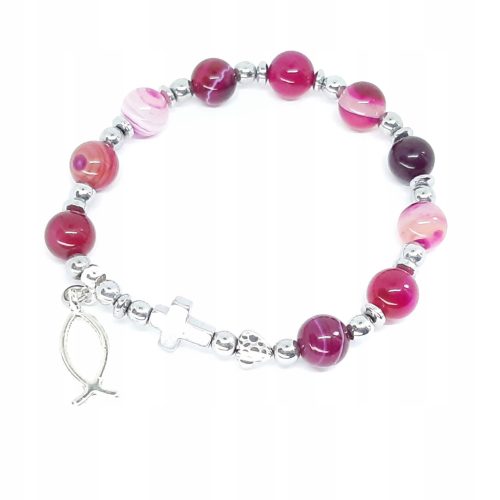  Fuchsia agate hand rosary bracelet