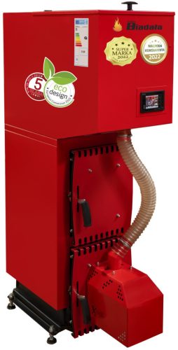 Slim PellPell boiler with dual-function steel feeder for pellets 8 kW