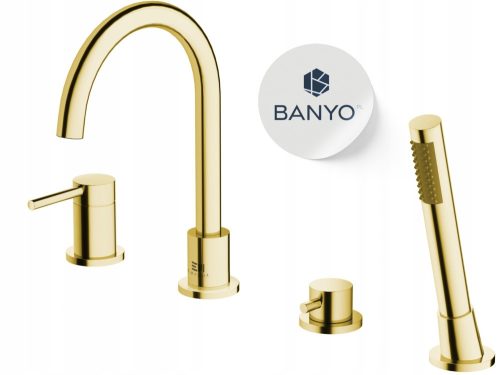 Emporia Fly wall-mounted bath and shower mixer with two handles, gold