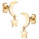  GOLD MOON AND STAR HANGING STUD EARRINGS 585 14KT