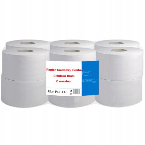  White Cellulose Jumbo Toilet Paper 2-ply for BIG Roll Dispenser 12 pieces